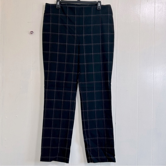 Chico’s Stretch Black Plaid Pants Elastic Band Pull On Pants Size 14. - Picture 2 of 13